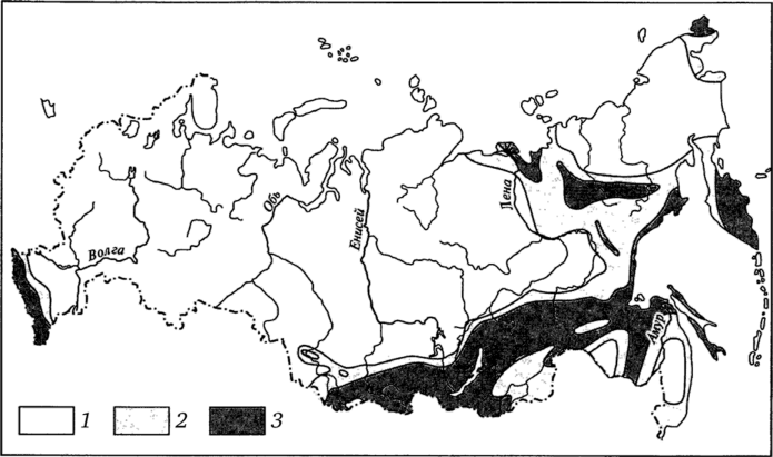 Вероятность природных катастроф, обусловленных геологическими процессами (по С. А. Ушакову и др„ 2001).