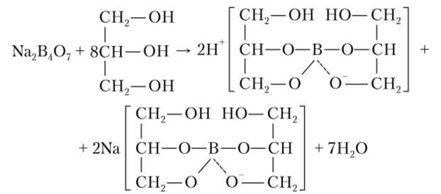 Структура комплекса тетрабората натрия с глицерином.