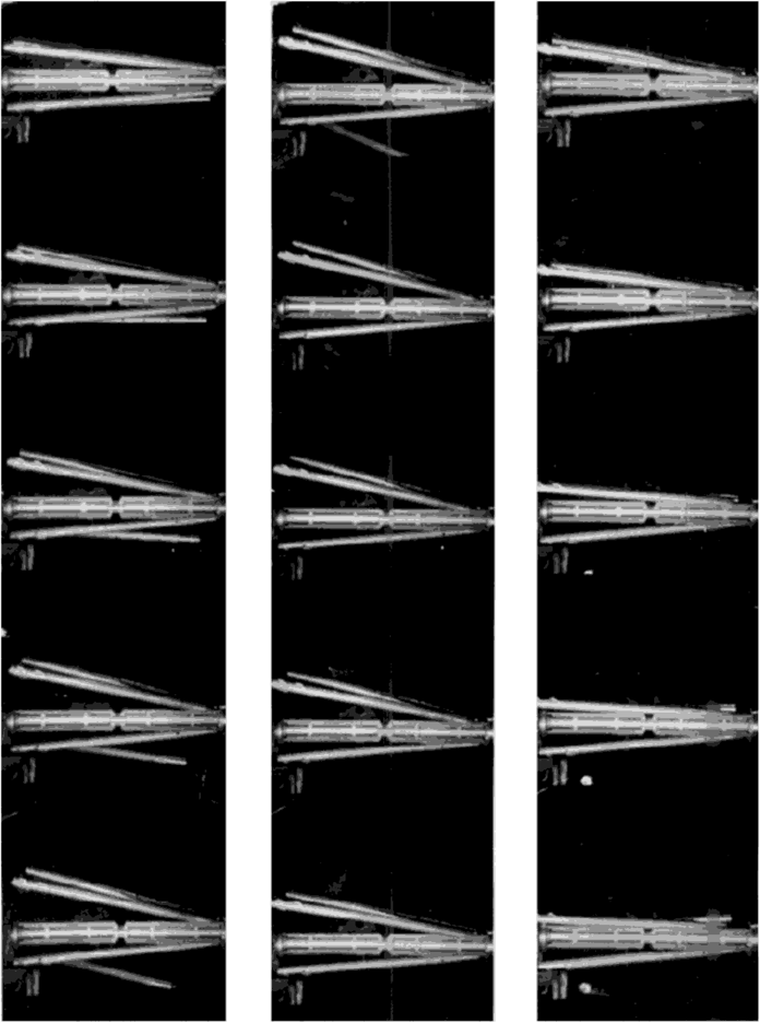 Киноматериалы, иллюстрирующие процесс выхода кассете БЭ из контейнера головной части (система «Смерч») в условиях набегающего потока воздуха (Потока = 170-^310 м/с).