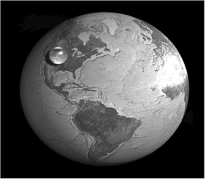 Сравнительные объемы воды и Земли.