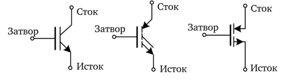 Условные графические обозначения IGBT-транзисторов.