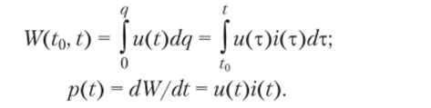 Резистор (рис. 2.2, а) описывается вольт-амперной характеристикой u{i) или i(u), которую на линейном участке записывают в виде u(t) = Ri(t) или i(t) = gu(t), и соответственно мощность определяется как p(t) = Ri2 = gu2.