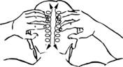 Растирание, разминание подушечками пальцев по средней линии головы в направлении к шее.
