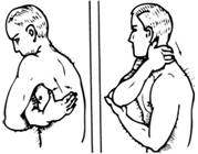 Поглаживание (растирание, разминание) шеи, трапециевидной мышцы одной рукой.