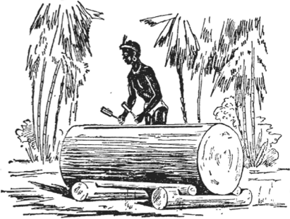 Туземец островов Фиджи, переговаривающийся с помощью барабанного «телеграфа».
