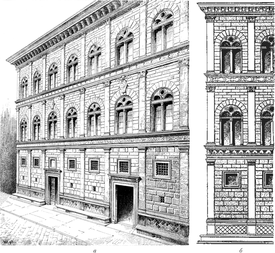 Палаццо Ручеллаи во Флоренции (1446—1451). Архит. Л.-Б. Альберти.