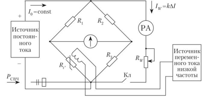 Схема подачи встречного тока на терморезистор.