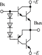 Схема двухтактного усилителя на составных транзисторах.