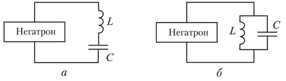 Схема включения негатрона в колебательный контур.
