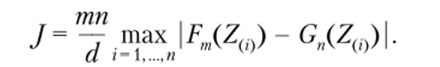 Замечание 4.6. Замечательное свойство статистики Колмогорова — Смирнова,/ состоит в том, что ее распределение не зависит от конкретного вида генеральной совокупности.