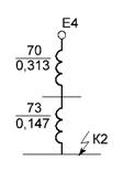 Схема для расчета токов короткого замыкания в точке К2.