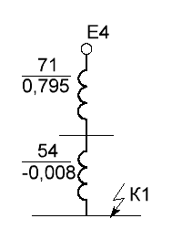 Схема для расчета токов короткого замыкания в точке К1.