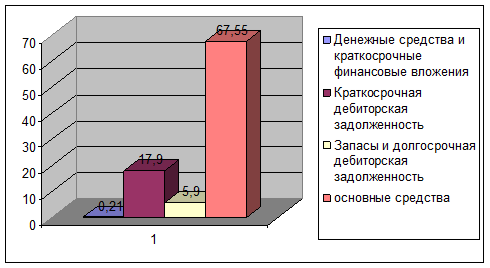 Структура активов бухгалтерского баланса «Энергетик ПМ» в 2007 году.