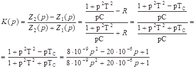 Найти передаточную функцию и дифференциальное уравнение пассивной электрической цепи относительно U1 (t) и U2 (t).