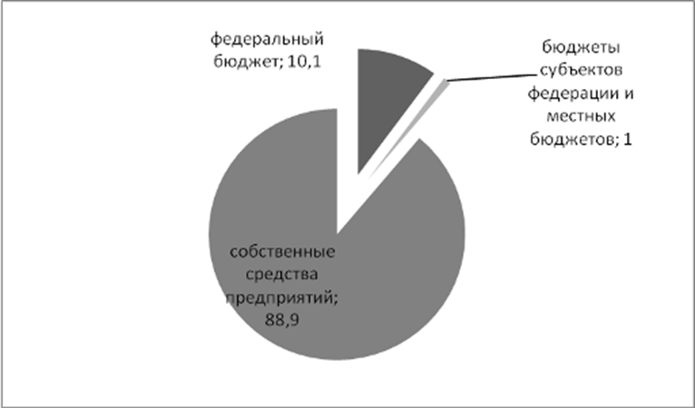 Источники финансирования инвестиций в основной капитал, направленных на охрану окружающей среды и рациональное использование природных ресурсов по Ростову-на-Дону за 2009 год, % к общему объему.