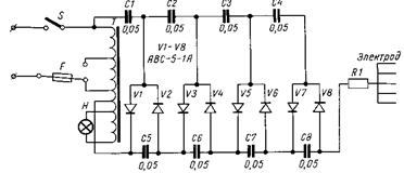 Принципиальная электрическая схема аппарата «АИР-2».