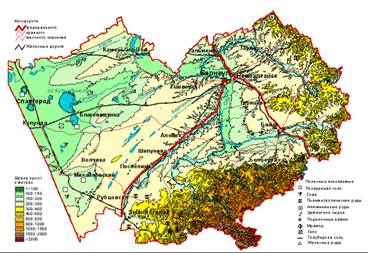 Физическая карта Алтайского края.