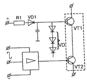 Второй вариант схемы защиты силового транзистора.