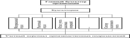 Схема комбинированной организации бухгалтерского учета по участкам учетной работы.