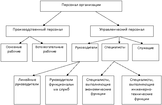 Структура персонала организации по категориям.