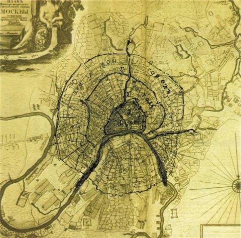 План Москвы. Начат И.А. Мордвиновым в 1731 г. и закончен И.Ф. Мичуриным в 1739 г.