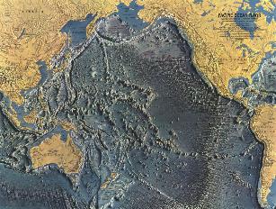 Карта дна Тихого океана.