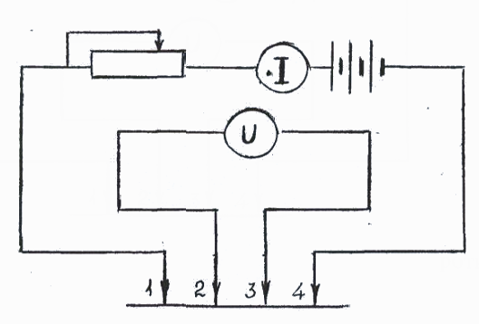 Схема для измерения удельного эдектросопротивления.