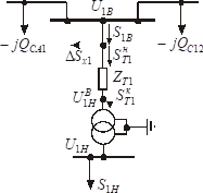 Схема замещения подстанции 1.