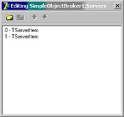 Редактор списка серверов компонента TSimpleObjectBroker.