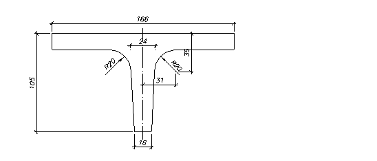 Схема для определения геометрических характеристик сечения балки.