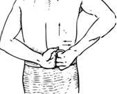 Прямолинейное поглаживание (растирание) спины основанием фаланг.