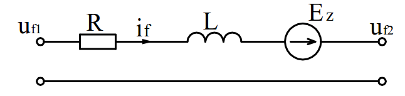 Схема замещения линии электропередачи при переходе к системе координат обобщенного вектора.