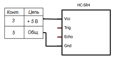 Схема включения датчика HC-SR04.