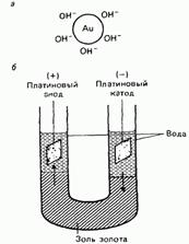 Электрофорез, а адсорбцияионов на поверхности коллоидной частицы; б схема электрофореза.