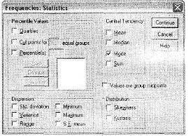 Диалоговое окно Statistics.