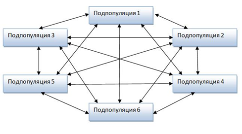 Миграция с топологией полной сети.