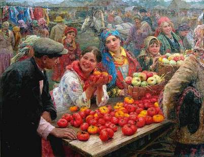 Сычков В.Ф. Колхозный базар, 1936, Россия.