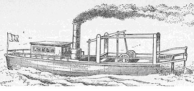 Американский стимбот «Эксперимент», открывший в 1787г. первое в мире регулярное пароходное сообщение.