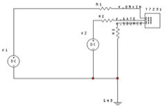 Схема измерения выходной характеристики полевого транзистора с управляющим pn переходом в программе Sуstem Vision.