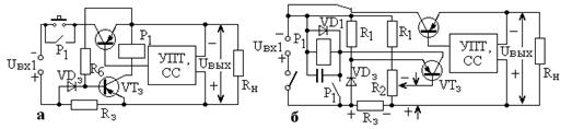 Схемы защиты от перегрузки по току и от короткого замыкания на транзисторах и реле с датчиком тока.