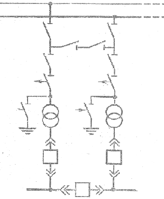 Схема присоединения подстанции с перемычкой из разъединителей.
