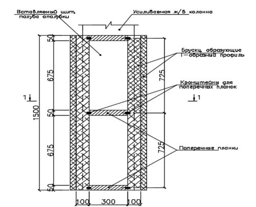 Схема опалубочной для усиления железобетонной колонны.
