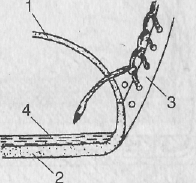 Схема бортового метода крепления низа обуви.