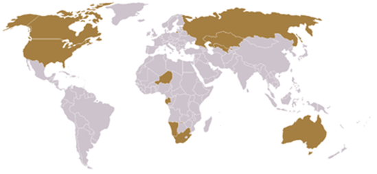 Страны лидеры по добыче урана(составлено автором по [19]).