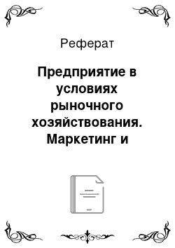 Реферат: Предприятие в условиях рыночного хозяйствования. Маркетинг и менеджмент