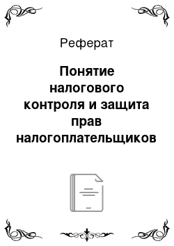 Реферат: Понятие налогового контроля и защита прав налогоплательщиков