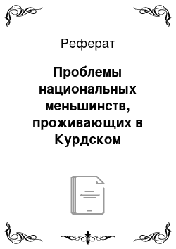 Реферат: Проблемы национальных меньшинств, проживающих в Курдском автономном районе