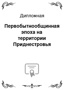 Дипломная: Первобытнообщинная эпоха на территории Приднестровья