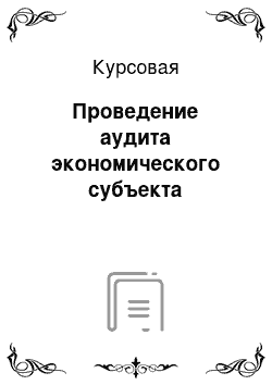 Курсовая: Проведение аудита экономического субъекта