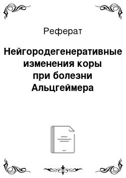 Реферат: Нейгородегенеративные изменения коры при болезни Альцгеймера